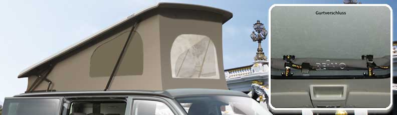 Aufstelldach EasyFit mit Gurtverschluss für VW T5 & VW T6 langer Radstand Aufstelldach EasyFit mit Gurtverschluss für VW T5 & VW T6 langer Radstand