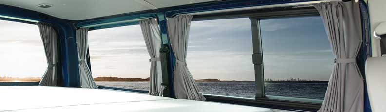 Gardinen speziell für VW T5 & T4 Campingbus Gardinen speziell für VW T5 & T4 Campingbus